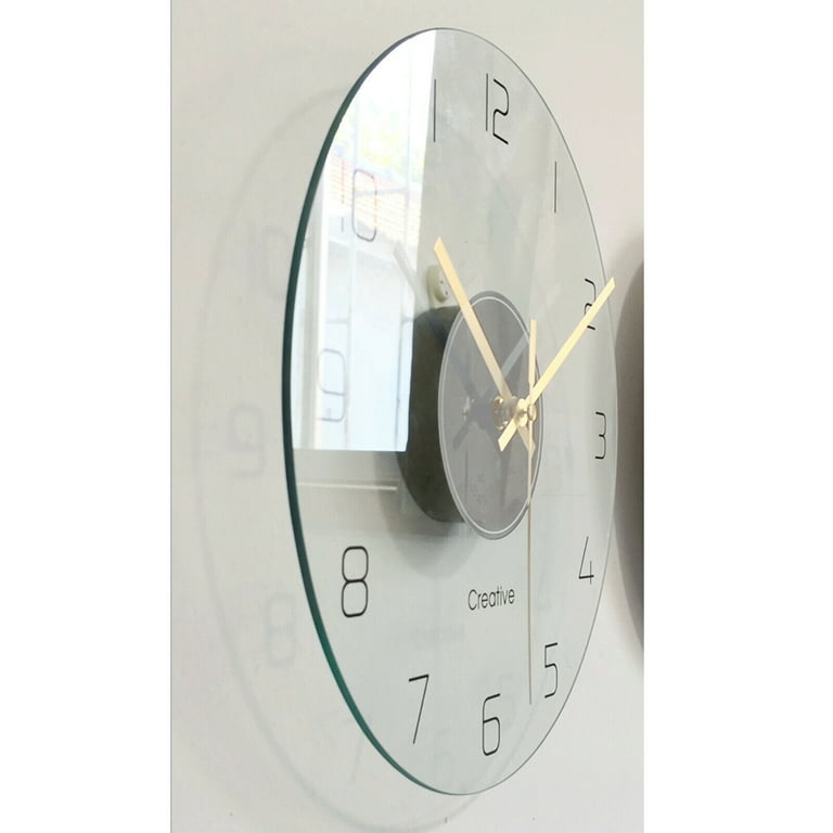 Wall Clock Frameless Transparent Glass Gold Numerals