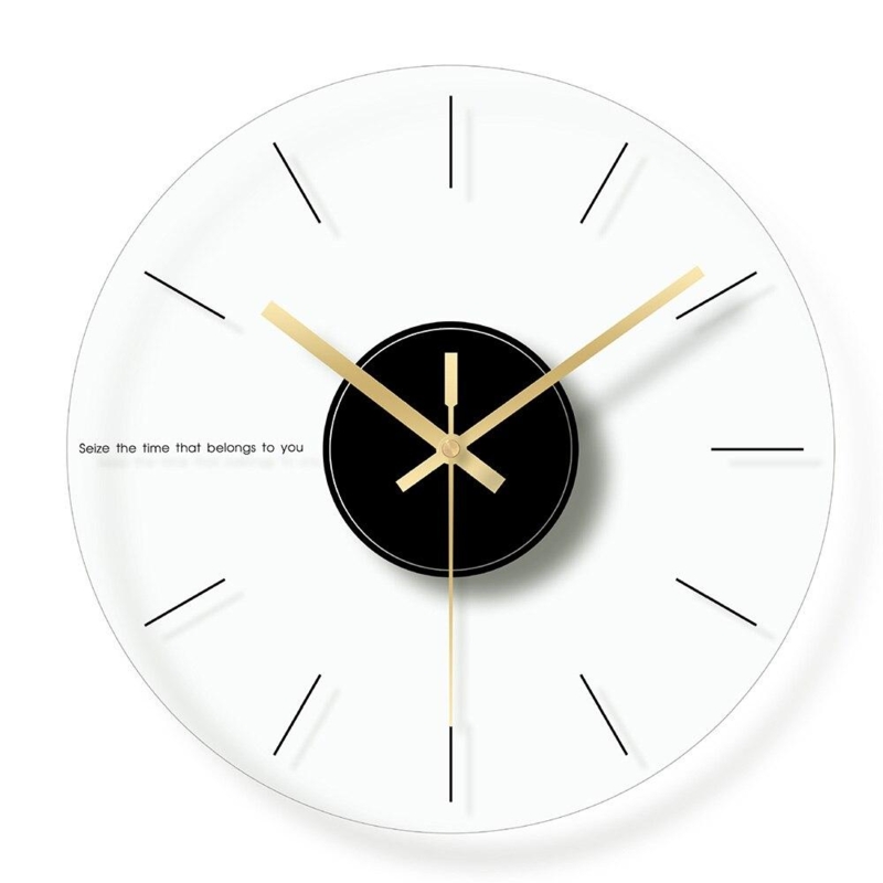 Wall Clock Glam Marble Pattern Glass Gold Finished Ring