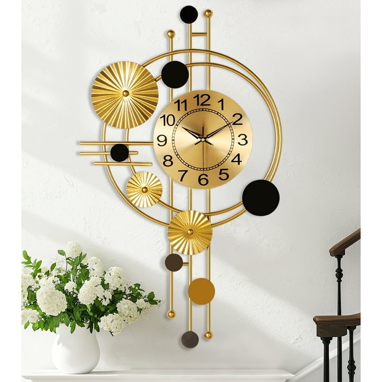 Wall Clock Glam Petal Frame Sunburst Silhouette Arabic Numerals Brushed