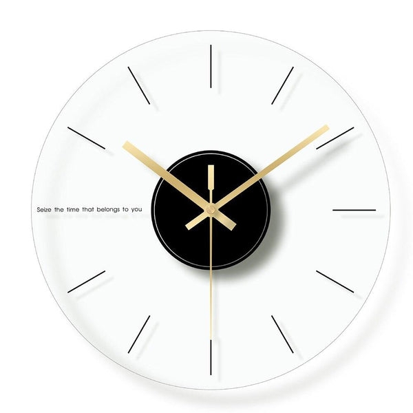 Wall Clock Glossy Black Glass Raised Chrome Numerals Modern Decor