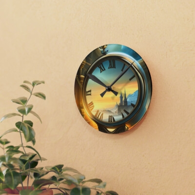 Wall Clock Glossy Black Open Frame with Large Arabic Numerals