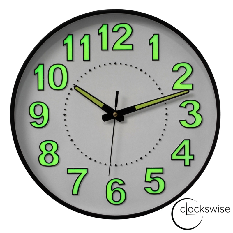 Wall Clock Glow in the Dark Arabic Numerals Red Second Hand