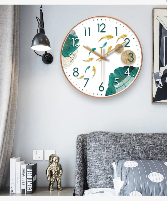Wall Clock Green and Gold Palette Numeral Free Eyelet Clock Hand