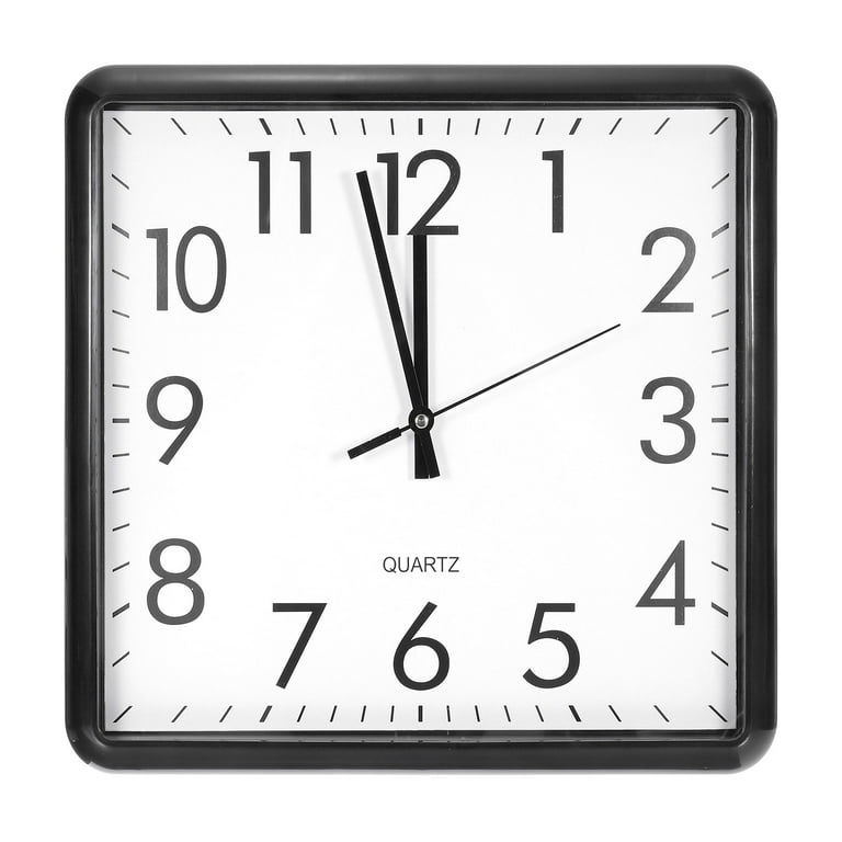 Wall Clock High Contrast Dial Black Rectangular Large Numerals