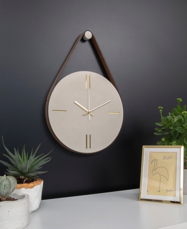 Wall Clock Industrial Chic Rimless Design Stone Texture Decor