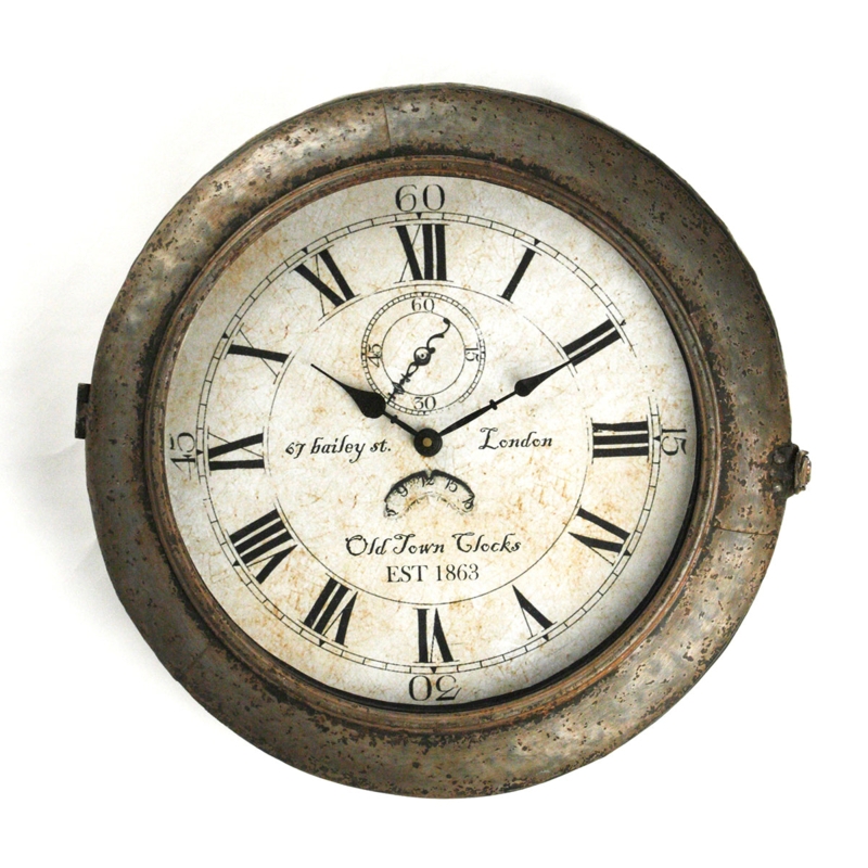 Wall Clock, Industrial Iron Skeleton Dial, Distressed Open Frame