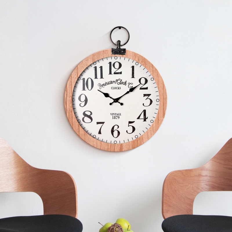 Wall Clock Industrial Pocket Watch Silhouette, Oversized Metal Decor