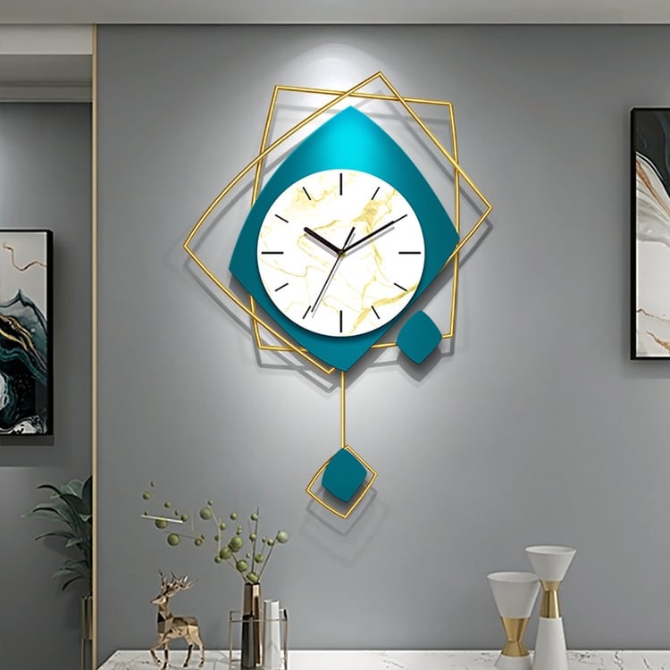 Wall Clock Irregular Shape Pendulum Ribbed Surface Nordic Art Decor