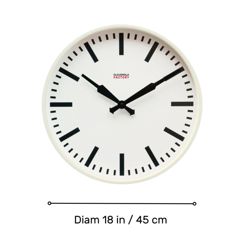 Wall Clock Ivory Frame Red Second Hand Station Dial Industrial