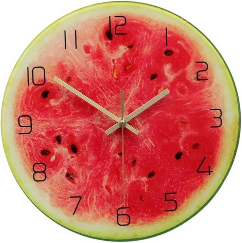 Wall Clock, Kiwi Slice Design, Glossy Acrylic, Silent, Vibrant Kitchen Decor