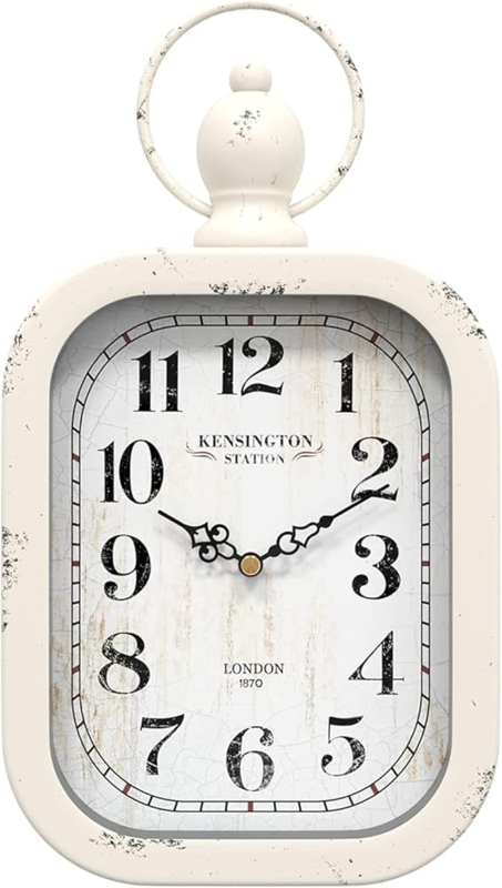 Wall Clock Lantern Silhouette Shabby Chic Antique White Small