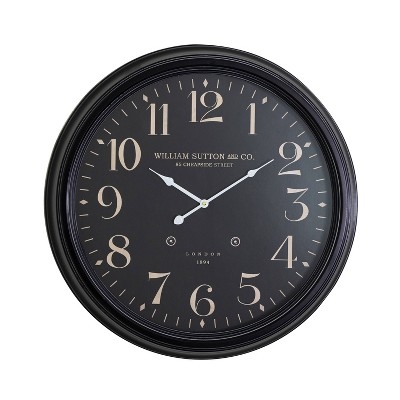 Wall Clock, Large Industrial Skeleton Frame with Roman Numerals