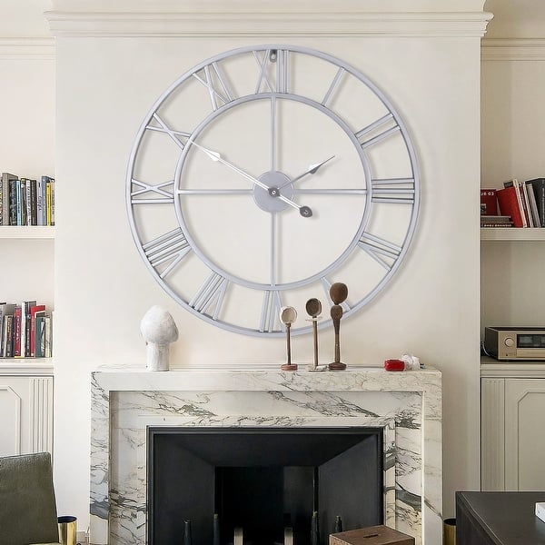 Wall Clock Large Metal Skeleton Frame, Open Frame Metal Wall Clock