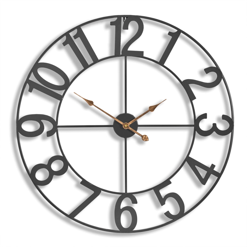 Wall Clock Large Monochromatic Black and White Spade Hands
