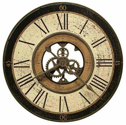 Wall Clock Large Skeleton Dial Decorative Gears Metal
