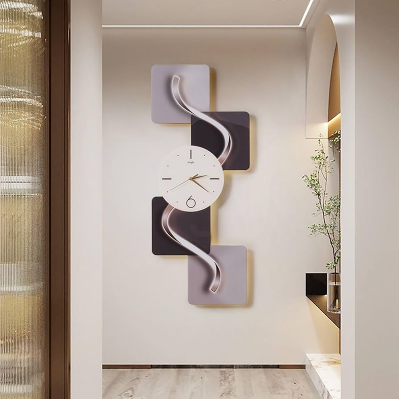 Wall Clock LED Backlighting Overlapping Arcs Modern Geometric Decor