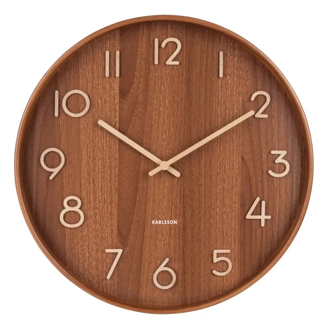 Wall Clock, Markerless Dial, Natural Grain, Thin Hands, Minimalist Decor