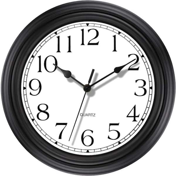 Wall Clock Matte Black Frame High Contrast Face Clean Functional