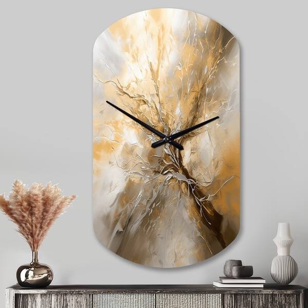 Wall Clock Metallic Swirl Pattern Silver Black Glam Abstract Art