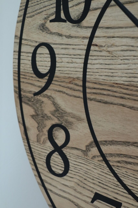Wall Clock Mid-Century Modern Walnut Stain Minimalist Dial Large Decor