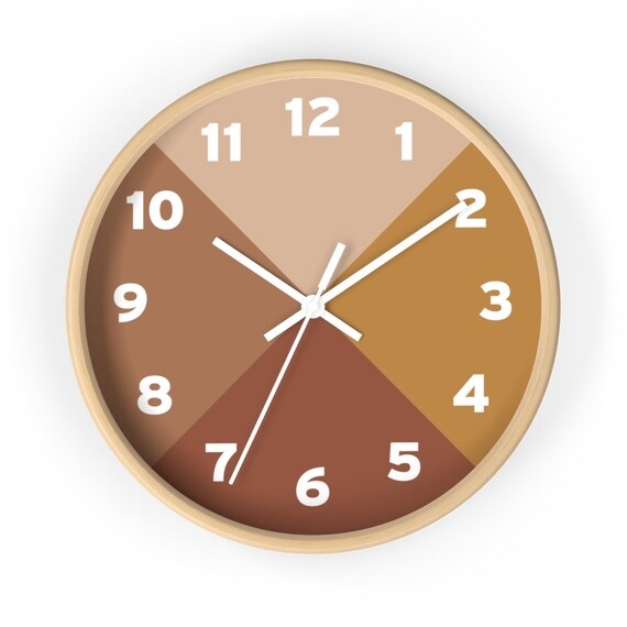 Wall Clock Minimalist Terracotta Matte Finish Numberless Mid Century