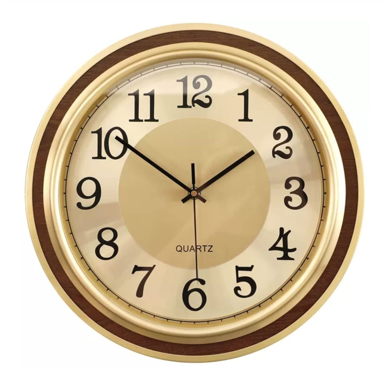 Wall Clock Minimalist Thin Gold Frame Round High Contrast