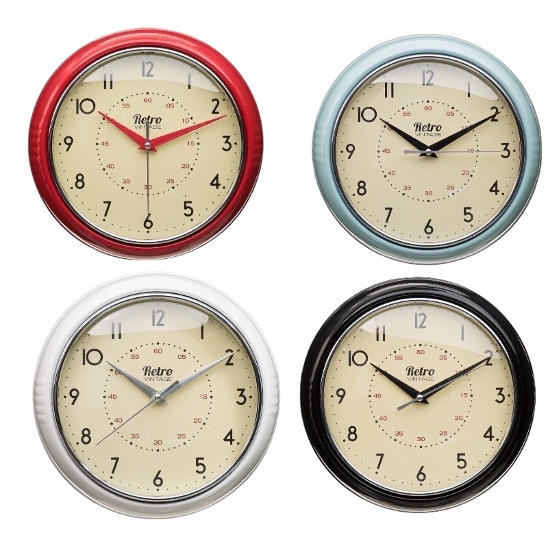 Wall Clock Mint Green Finish Diner Style Profile Pastel Green