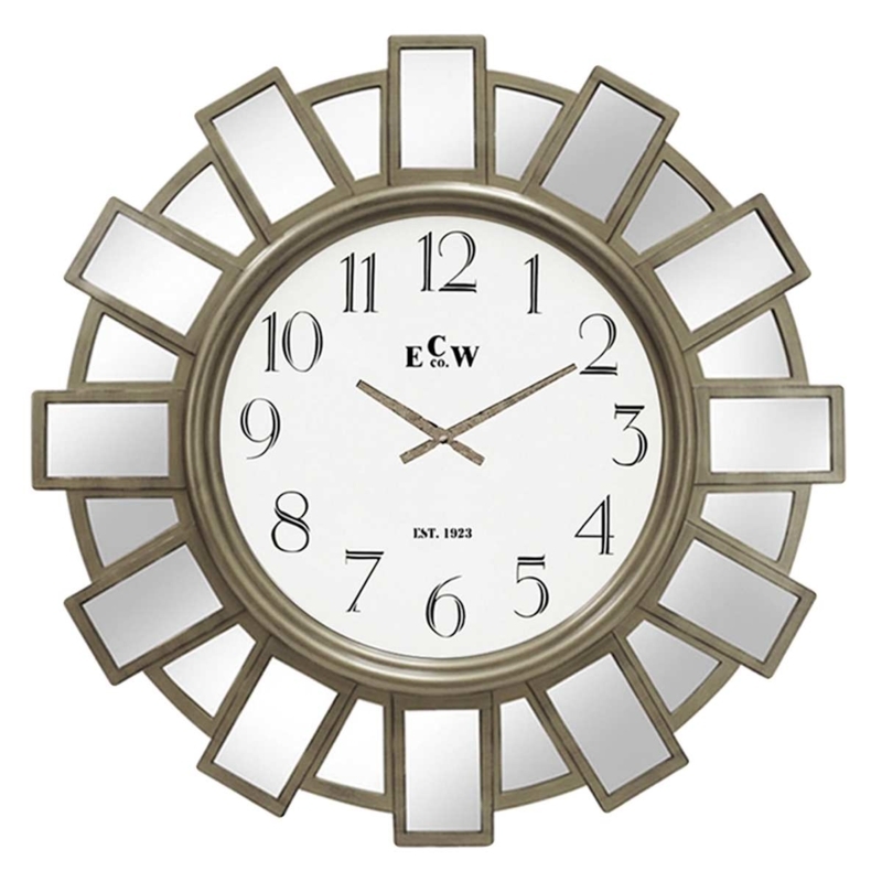 Wall Clock Mirrored Petals Minimalist Dial Sunburst Glam Decor