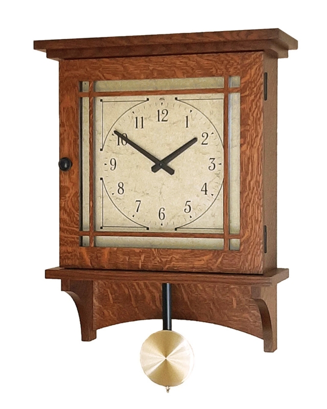 Wall Clock Mission Style Wood Vertical Slats Square Dial Craftsman