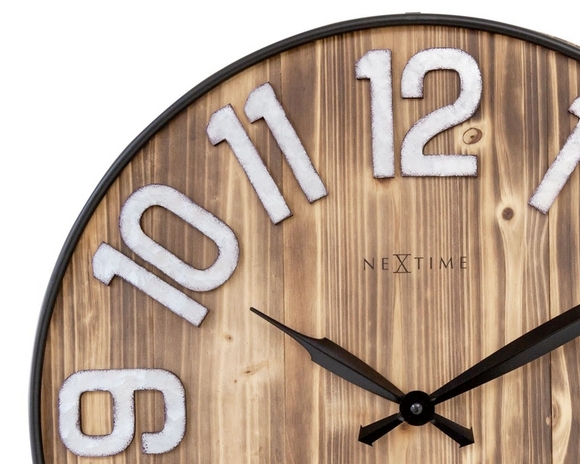 Wall Clock, Modern Farmhouse, Light Wood Face with Black Metal Frame