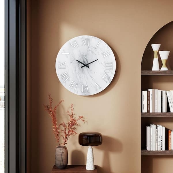 Wall Clock Modern Minimalist Roman Numerals Glass Frameless