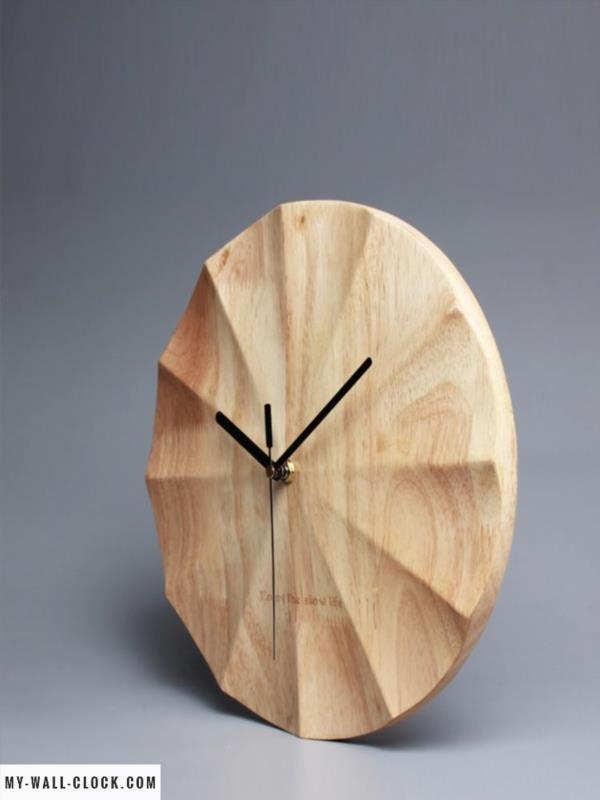 Wall Clock Modern Minimalist Wood Grain Face Black Rim No Numbers