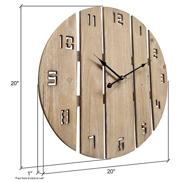 Wall Clock, Modern Natural Light Wood Frame and Face, Black Numerals