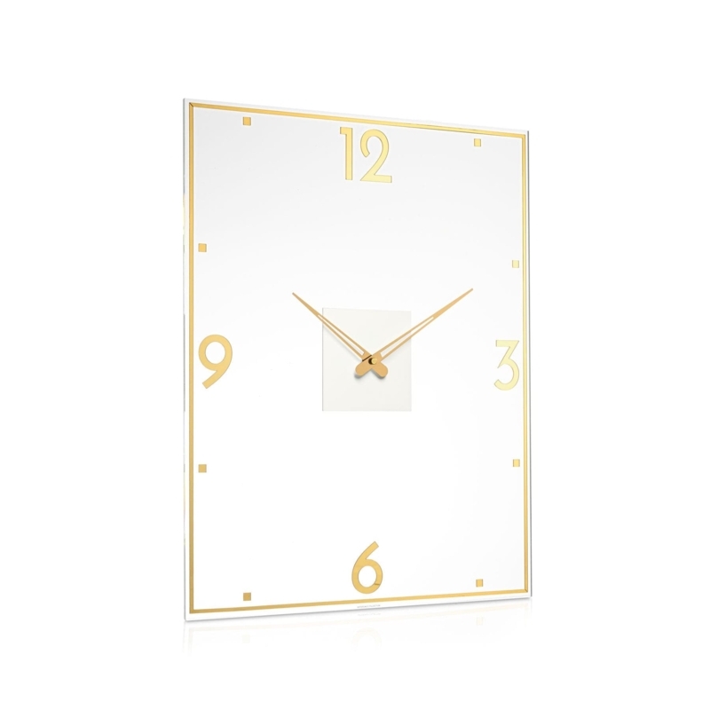 Wall Clock Modern Rectangular Metallic Frame Vertical Analog Display