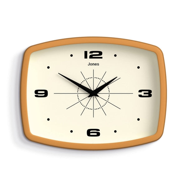 Wall Clock Mustard Yellow Frame Deep Case Profile Mid Century