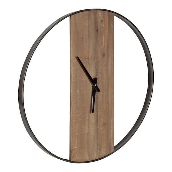 Wall Clock Natural Wood Frame White Face High Contrast Roman Numerals