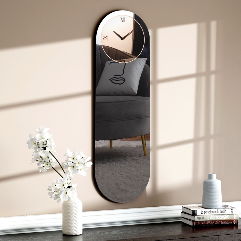Wall Clock Open-Face Design Oversized Mirrored Roman Numerals Glam