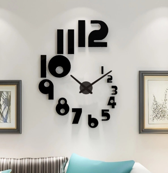 Wall Clock Open-Work Laser Cut Black Frame with Gold Roman Numerals
