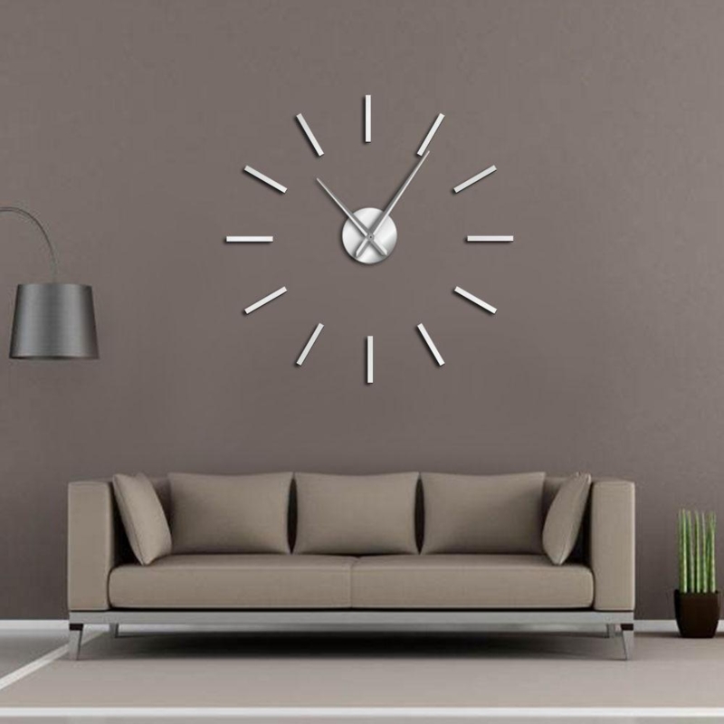 Wall Clock Oversized Metallic Ring Frame Open Back Design Skeleton Dial