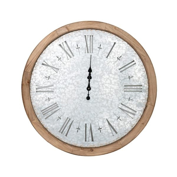 Wall Clock Oversized Mixed Material Cut Out Numerals Industrial Focal Point