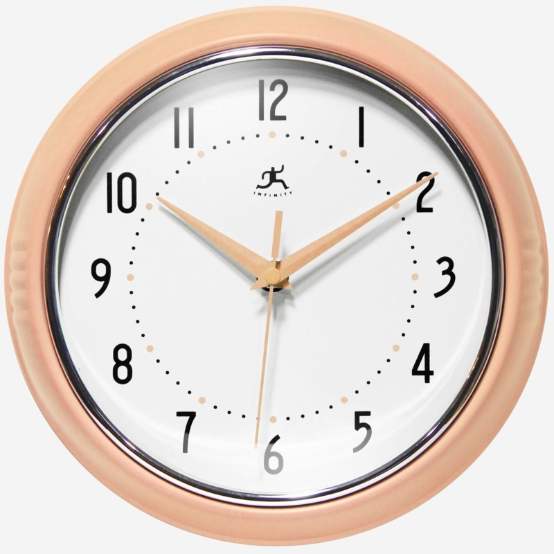 Wall Clock Peach Fuzz Color Aluminum Frame Retro Minimalist Linear Markers
