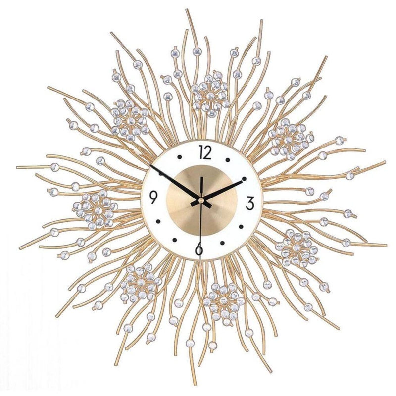 Wall Clock Polished Finish Round Minimalist Dial Slender Hands