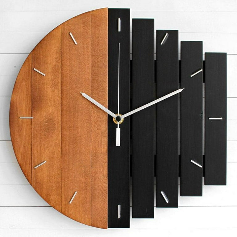 Wall Clock Rainbow Wooden Slats Sunburst Design Mid-Century Modern