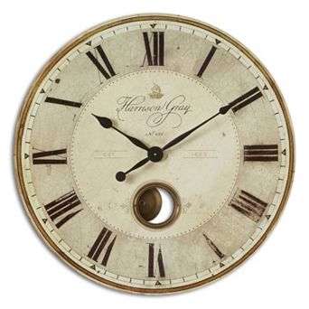Wall Clock, Raised Silver Numerals, Charcoal Grey Dial, Metallic Accent