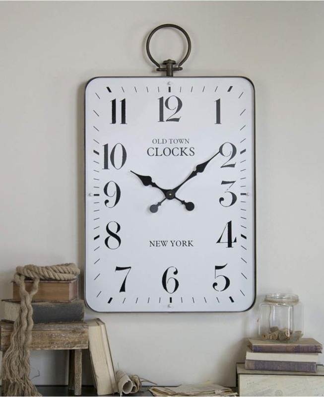 Wall Clock Rectangular Skeleton Frame Industrial Farmhouse Black