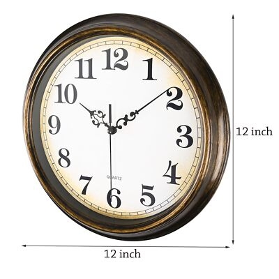 Wall Clock Retro Coffee Kitchen Typography, Round Cafe Decor Graphic