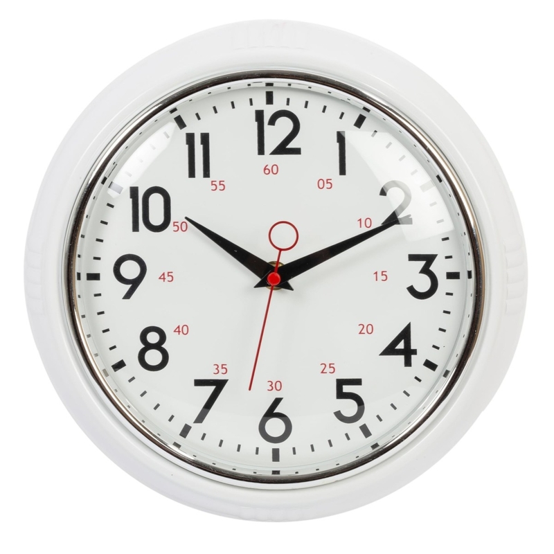Wall Clock Retro Style Bold Numerals Plastic Like Vintage