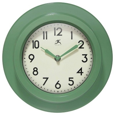 Wall Clock Retro Thick Bezel Sage Green Frame Minimalist Round