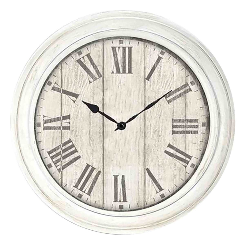 Wall Clock Roman Numeral Cutouts Whitewash Rustic Farmhouse