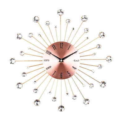 Wall Clock Round Copper On Black Contrast Brushed Metal